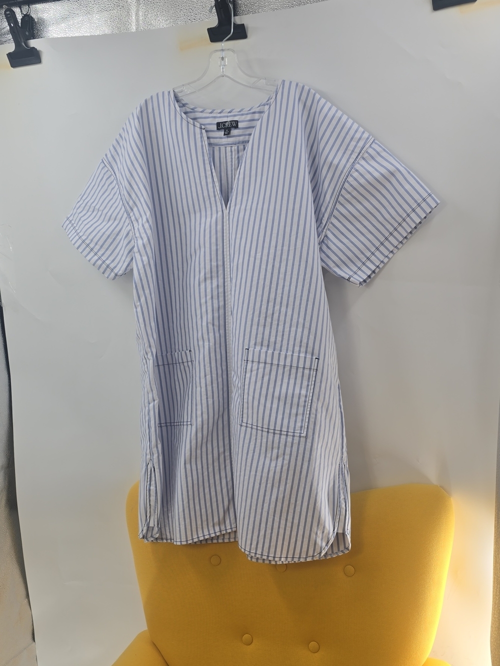 J. Crew Blue and White Striped Short-Sleeve Mini Dress - Picture 5 of 9